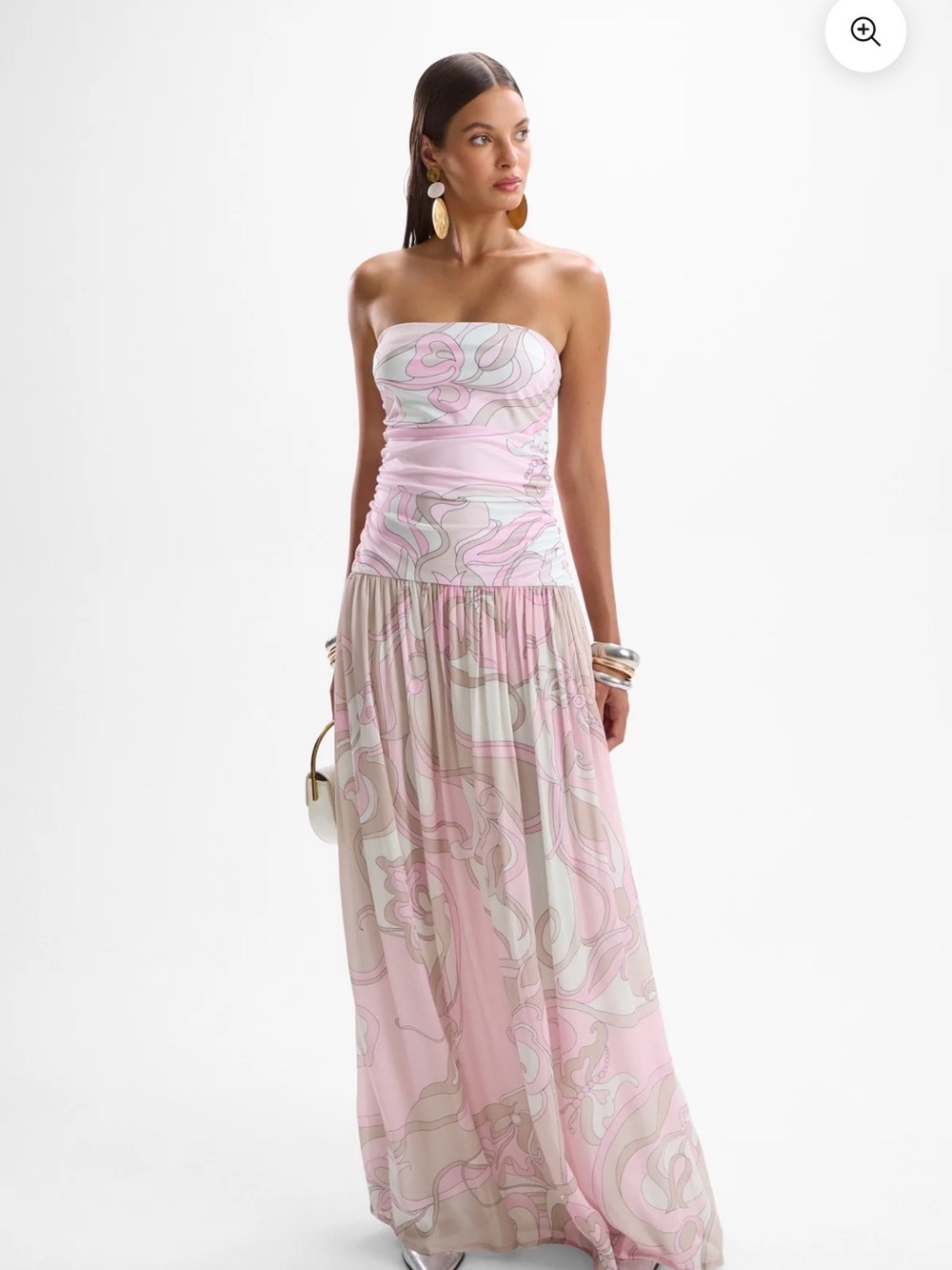 Cin Cin NWT strapless Mode Maxi Dress Deco Pink size XS
